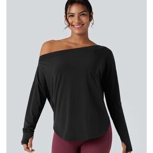 HALARA Black Off-Shoulder Long Sleeve Top